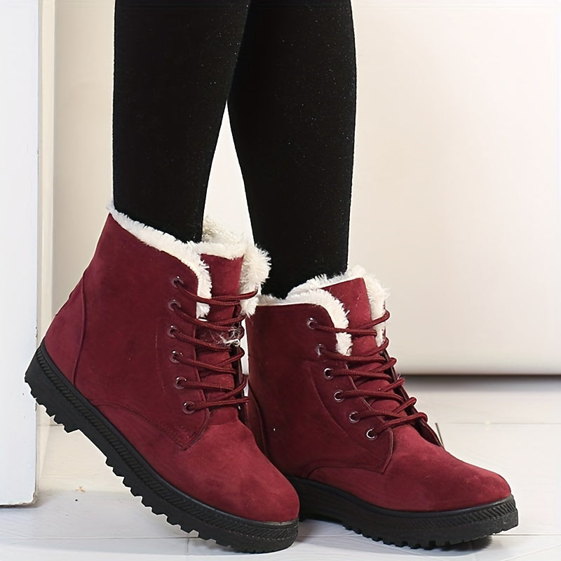 Women'S Plus Size Winter Boots - Warm Lined, Short, Round Toe, PU Sole, Warm & Stylish Outdoor Boots for Cold Weather, Winter Boots|Faux Fur Lined Boots|Sturdy Construction, Winter Boots